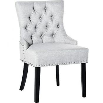 Sedia da Pranzo con Rivestimento in Lino e Schienale Alto