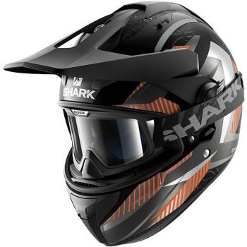 Casco Dual Sport Shark Explore-R Peka M Color Negro y Naranja