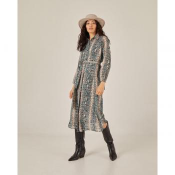 Vestido Niza Midi Camisero y Forro Estampado
