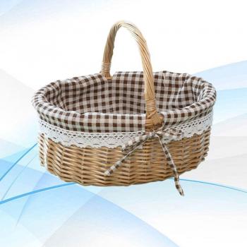 Woven Wicker Picnic Basket with Linen Insert
