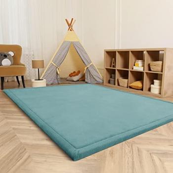 Tapis Chambre Bébé Bleu Rond 80 cm