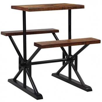 Tavolo da bar con panche in legno riciclato 80x50x107 cm