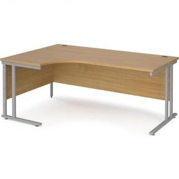 Maestro 25 Left Hand Ergonomic Desk 1800mm Silver Frame Oak Top