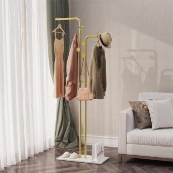 Unho Porte Manteau sur pieds motif marbre, portant vêtement en métal d’entrée, design pierre frittée blanche, chambre vestiaire – 60 × 30 × 176 cm