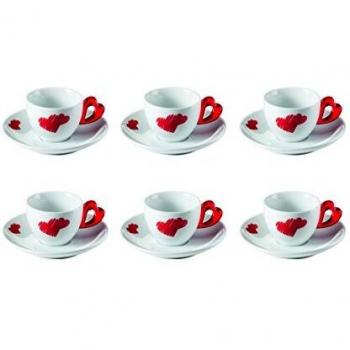 Set Caffè Guzzini GZ11410165 Love – 6 Tazzine + Piattino Rosso