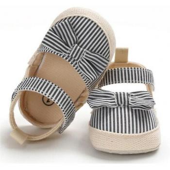 Baby Girl Anti-Slip Striped Sandals with Bowknot 0-18M