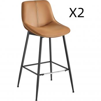 VASAGLE Tabourets de Bar, 73 cm, Marron, Structure Métallique