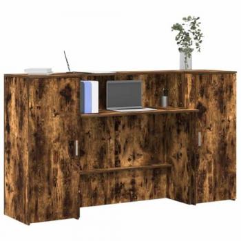 Smoked Oak Reception Desk 180x50x103.5 cm Engineered Wood