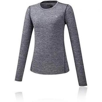 Chemise Mizuno Impulse Core longue manche pour femme, gris foncé, S