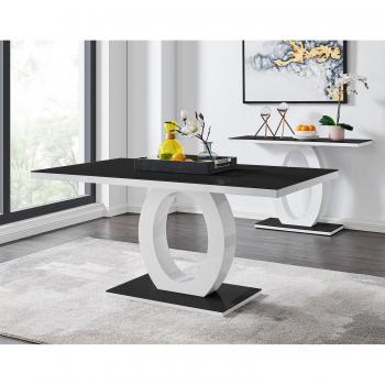 Giovani 6-Seater High Gloss Dining Table with Black Glass