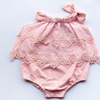 Mono de Ganchillo Sin Mangas Rosa para Bebé 0-18M