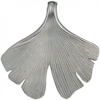 Mattierter Ginkgo Anhänger aus 925 Sterling Silber für Damen von Jobo