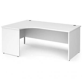 White Panel‑End Left‑Hand Desk, Contract 25 – Silver‑Corner Edition