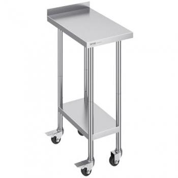 Table de Service Roulante VEVOR 61x38,1 cm – Table d’Inox avec Réglage Altitude