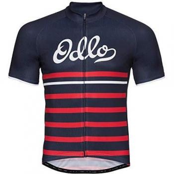 Odlo Herren Trikot S/S Stehkragen, Fujin‑Grafik, durchgehendem Reißverschluss, Retro‑Rot, XL