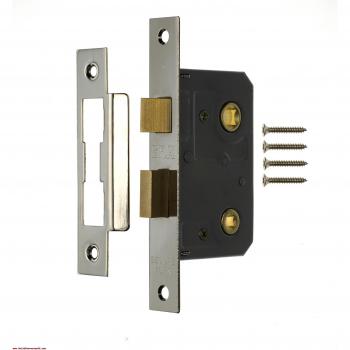 Multi-Coloured 3 Lever Bathroom Sashlock, Brass Finish, 64mm