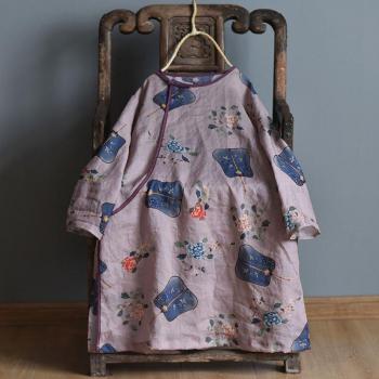 Camiseta Larga Estampado Floral Otoño Ramie