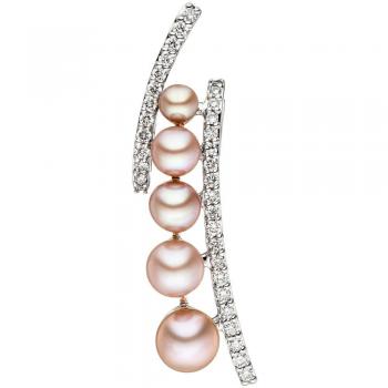 Anhänger 585 Weißgold 5 rosa Süßwasser Perlen 33 Diamanten Brillanten