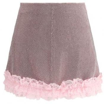 Self Portrait Pink Mini Fishnet Skirt – Size 10 (UK)