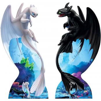 Figurine Découpée Cartoon Toothless + Light Fury – Ensemble 2 (How to Train Your Dragon 3)
