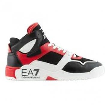 Zapatillas EA7 New Basket Mid unisex negro rojo blanco