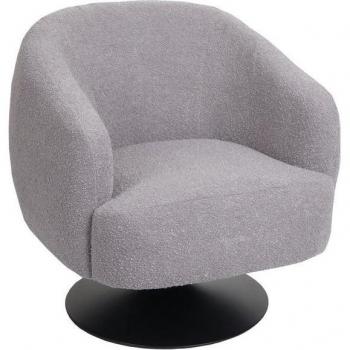 Hellgrauer Lounge-Sessel MCW-J76, stilvoller Cocktailsessel aus Bouclé