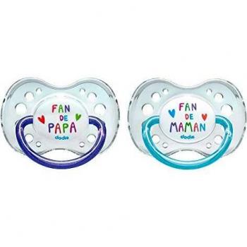 Dodie Sucette Duo Fan Papa/Maman NÂ°A44 Silicone de Plus de 18 Mois