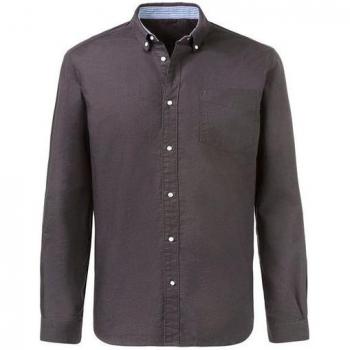 H.I.S Regular‑Fit Langarmhemd für Männer – Baumwoll‑Button‑Down‑Kragen – grau