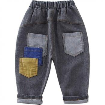 Jeans Souples Élastiques Patchwork Baby Boy