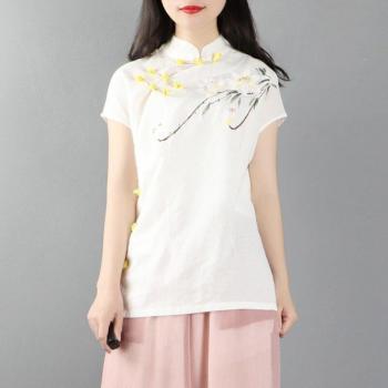 Blusa Qi Pao Tang Retro Floral