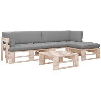 Kit Lounge Vida XL: Paletes + Almofadões Pinho Impregnado – 4 peças