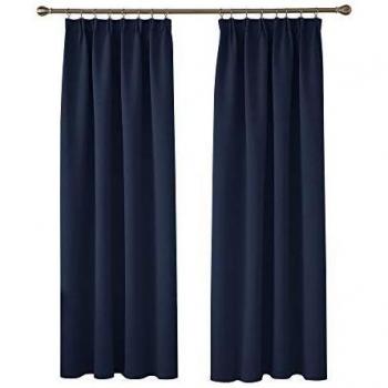 Ready Made Pencil Pleat Blackout Curtains by Deconovo UK, Two Panels