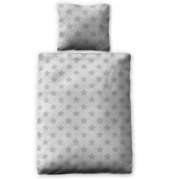 JillaTex 135x200 cm Satinbettwäsche – Sternen-Motiv, 2‑teiliges Set, 100 % Baumwolle