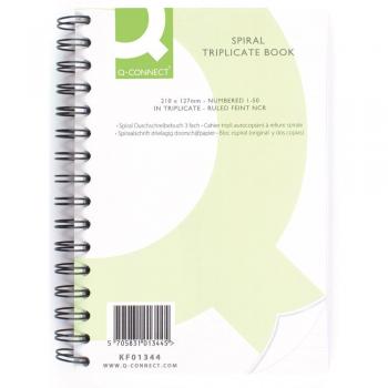 Q Connect 8x5 Wiro Carbonless Triplicate Notepad