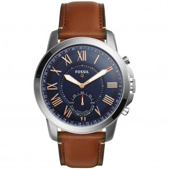 Fossil Herren Q Grant Smart‑Analog‑Uhr – Lederdesign