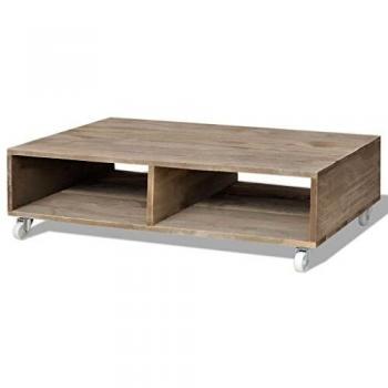 VidaXL Marrone con Ruote Tavolino da Cucina in Legno Massello