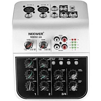 Console d’égalisation audio Neewer – 4 canaux, alimentation fantôme 48 V, indicateur LED