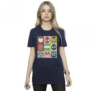 Navy Marvel Women’s Easter Eggs Cotton Boyfriend Tee – Small