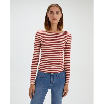 Camiseta de Mujer con Rayas y Cuello Barco
