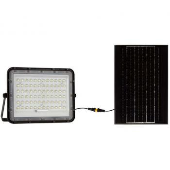 Faro LED 15W con pannello solare e telecomando, batteria sostituibile, 4000K, cavo 3 metri, colore nero