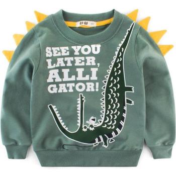 Tenue rayée garçon avec T-shirt dinosaure Crocodile