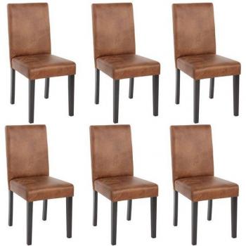 MCW Esszimmerstuhl „Littau“ – 6er-Set, Textil, Wildlederimitat, dunkle Holzbeine