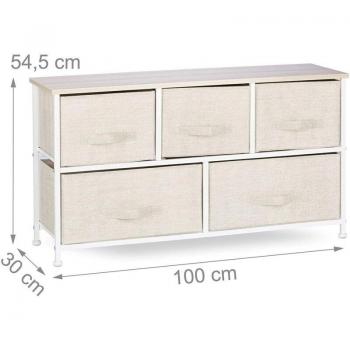 Commode met Beige Stof, Lades + Planken