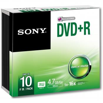 Sony 10DPR120BSL 4,7 GB DVD+R – 10 Stück in kompaktem silbernem Speicher-Set
