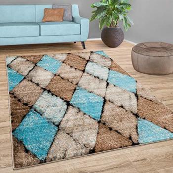 Paco Home Teppich Metro 167, rechteckig, 160x220 cm, Kurzflor, modernes Rauten Muster