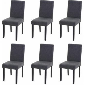 HHG 6er Stuhl‑Set – Anthrazitgrau mit dunklen Beinen