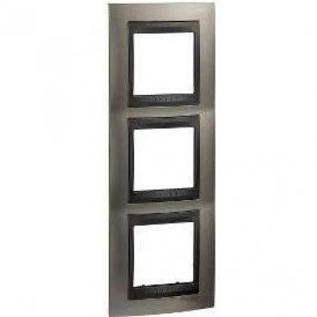 Schneider Unica Top Marco Vertical 3 Elementos Niquel Mate