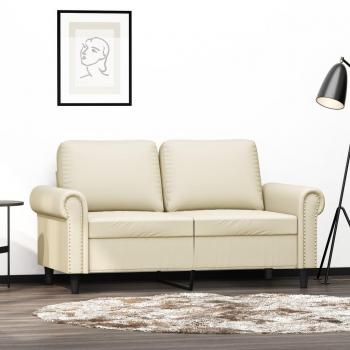 120 cm vidaXL Faux Leather Sofa, 2-Seater, Cream