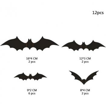 3D Halloween Bat Wall Decorations (12pcs)