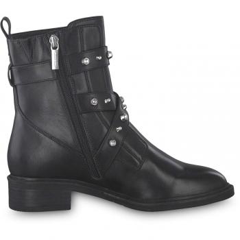 Tamaris Damen Stiefeletten 25415-23, Biker Boots, halbstiefel Bikerstiefelette Bootie Nieten, Black/Crystal, 41 EU / 7.5 UK